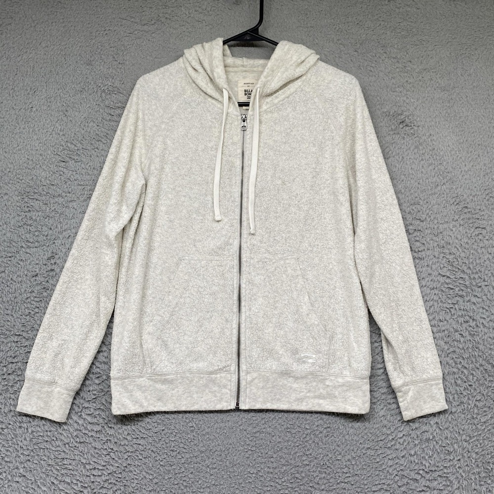 Billabong Hoodie Womens Medium Gray Essentials Full Zip Fleece Surf Sweatshirt